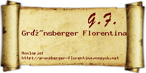 Grünsberger Florentina névjegykártya